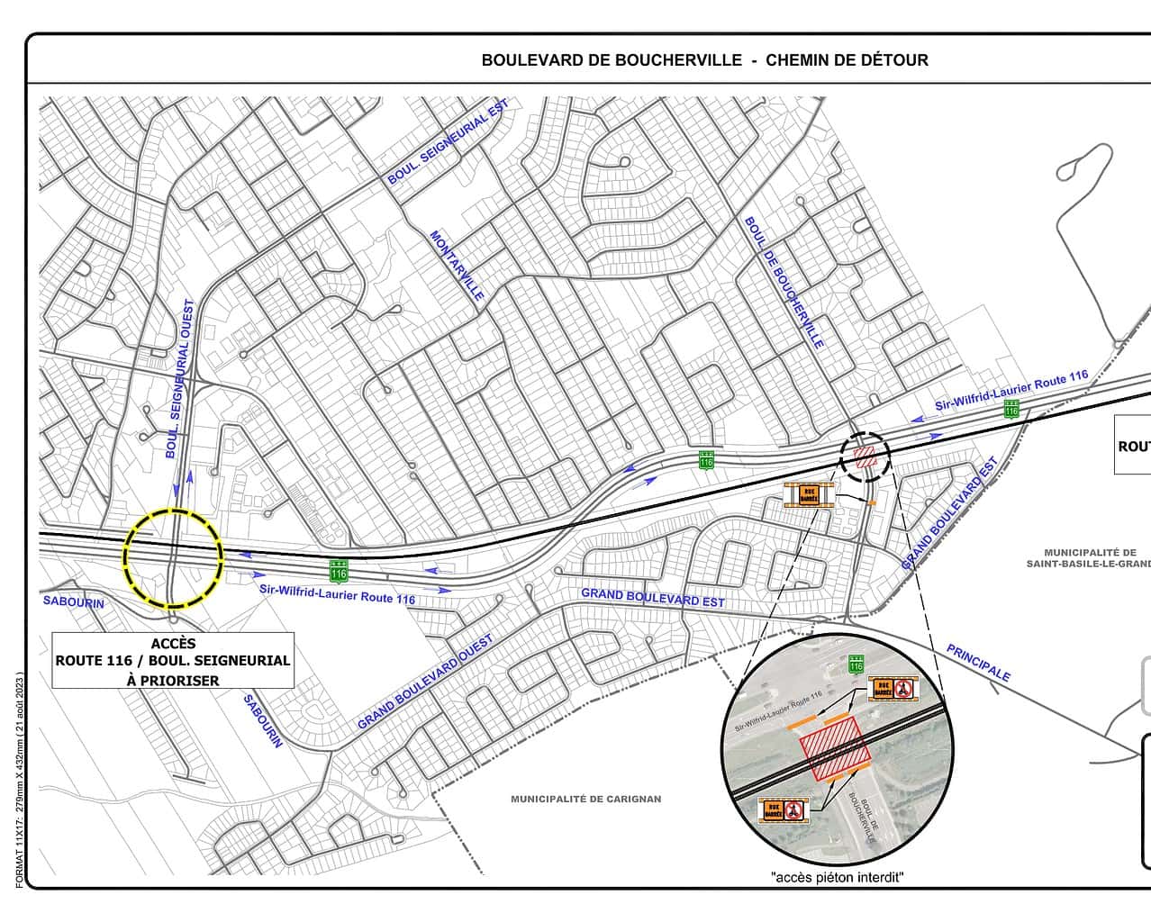 Travaux à l'intersection du boulevard de Boucherville
