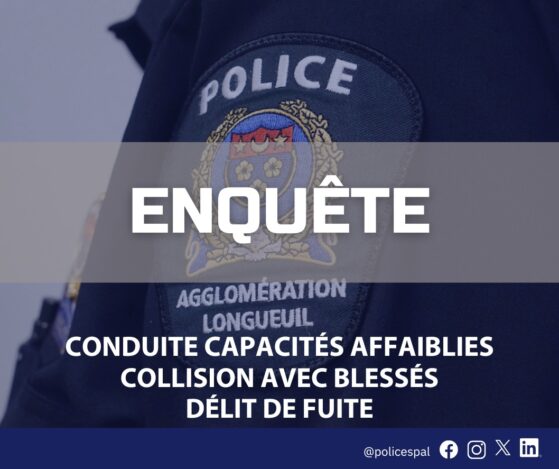 Une collision avec des blessés impliquant 2 voitures a eu lieu hier le 3 avril vers 23h45 à l’intersection de l’avenue Bienvenue et du boulevard Milan à Brossard.