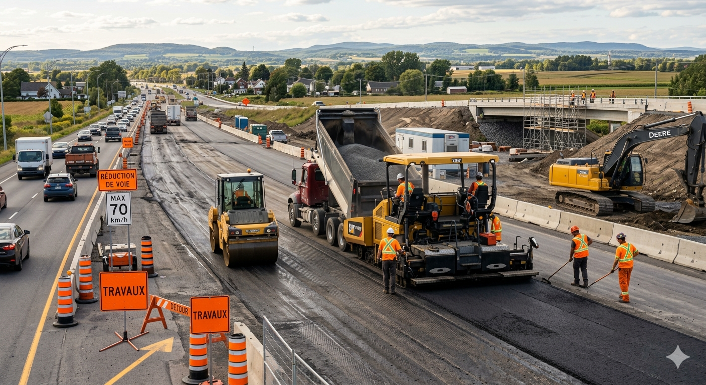 investissements,majeurs,infrastructures,routières,coroner,Montérégie,autoroute,installation,bruit,écran,ponts,cartons,travaux,asphaltage,chantiers,sécurité