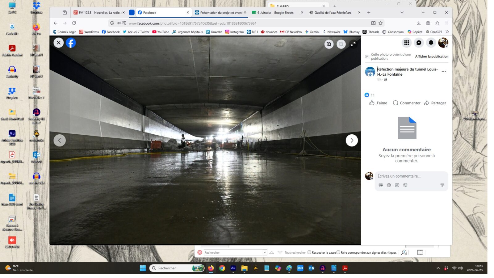 travaux,tunnel,cap,automne,chantier,étape,direction,Montréal,respect,béton,coulé,murs,voiûte,service,remise,panneaux,peinture,équipements,finition