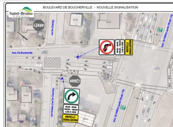 Article: Saint-Bruno modifie la circulation à Hurteau et De Boucherville