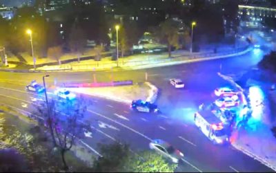 Le SPAL indique que le suspect a été impliqué dans un accident à la sortie du pont, du côté montréalais. Photo: capture d'écran