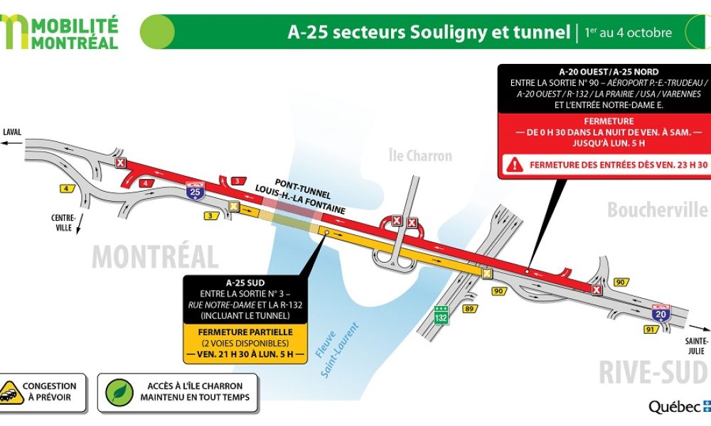 Le tunnel Louis-Hippolyte-La Fontaine fermé cette fin de semaine