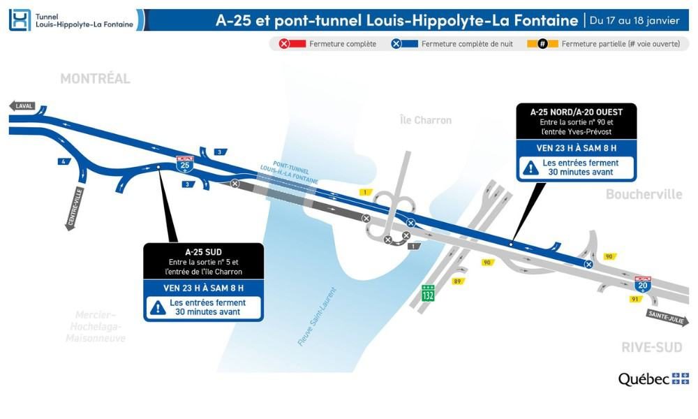 Fermeture du tunnel L.-H. Lafontaine vendredi