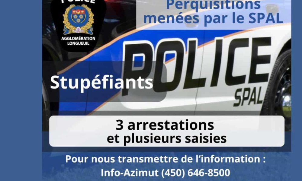 Plusieurs arrestations dans l’Agglomération de Longueuil en lien avec du trafic de stupéfiants