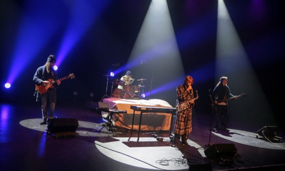 Le groupe gagnant de la finale locale de Cégeps en spectacle du Cégep Édouard-Montpetit composé de Justin Théoret, Laurent Nadeau, Steven Williams et Lucas Le Blanc. Photo : Courtoisie