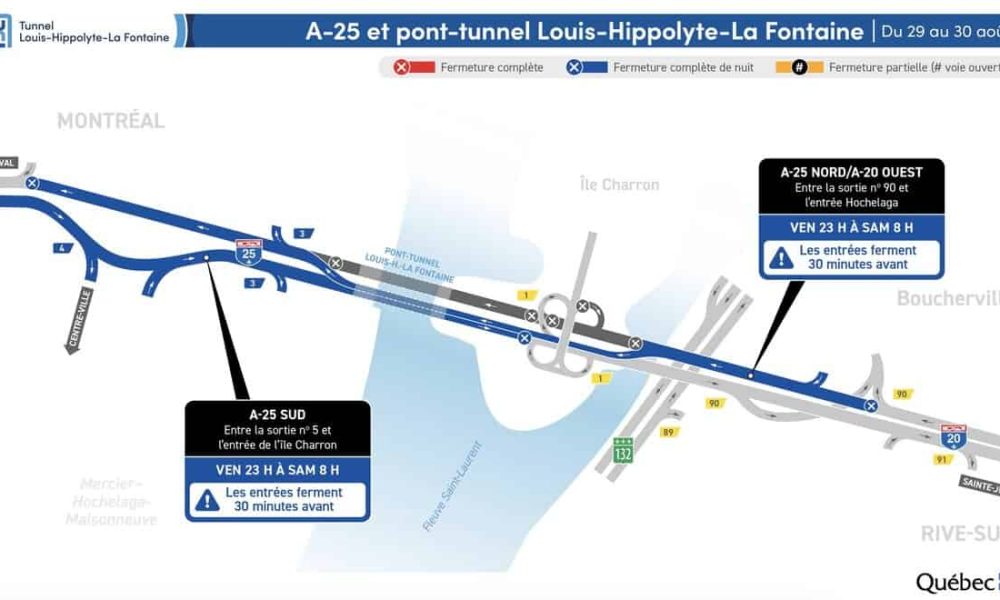 Des fermetures de l’A 25 et du tunnel sont planifiées cette semaine