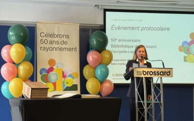 La salle Colette Bédard à la bibliothèque de Brossard Georgette-Lepage a officiellement été inaugurée le 16 mars 2026.