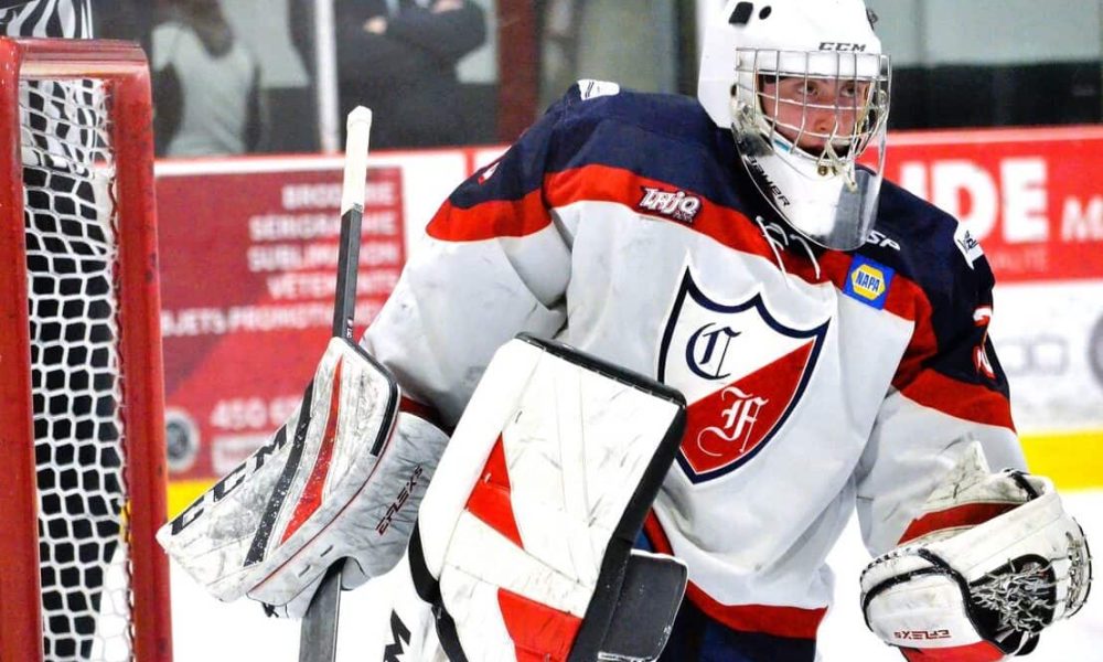 Le gardien de but Mathis Lacroix-Goulet a arrêté les 15 tirs dirigés vers lui lors de la victoire.
Photo: Justin Gervais