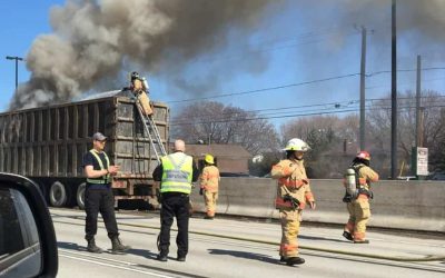 Une remorque a pris feu sur la route 132