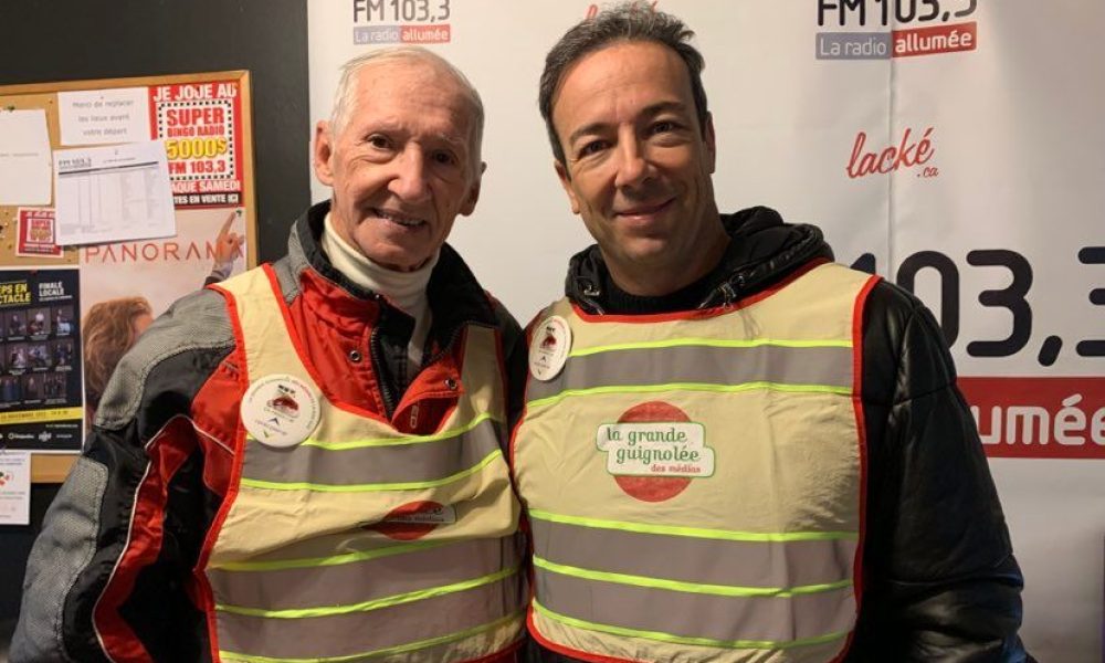 Le fondateur de la Grande Guignolée des médias de la Rive-Sud, Jean-Marie Girard , en compagnie du porte-parole de l'édition 2022, Luc Poirier.
Photo: FM 103,3