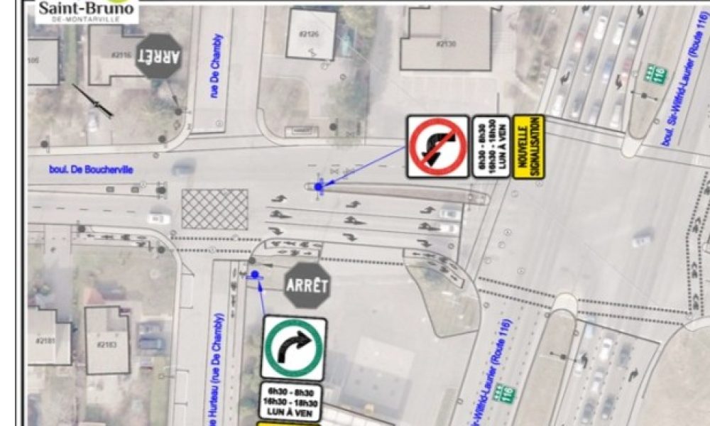 Saint-Bruno,circulation,Boucherville,nouvelles,règles,pointe,sécurité,tourner,automobiliste,intersection,entrée,boulevard,applications,route,conducteurs