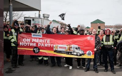 Metro,moyens,personnel,cadre,sécurité,dirigeants,manifestation,résidence,entreprise,Boucherville,salaire,conflit,action,travail,heures,slogans,pancartes