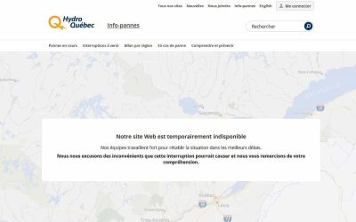 Une cyberattaque rend le site web de même que l’application d'Hydro-Québec inaccessibles. Photo: Capture d'écran