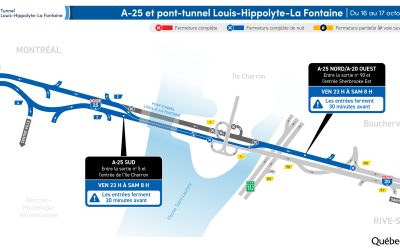 Article: Plusieurs fermetures prévues cette semaine dans le secteur du tunnel La Fontaine 