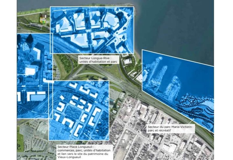 Plan pour la préparation du du futur centre-ville de Longueuil, incluant le secteur Longue-Rive. Photo: Site Web de la Ville de Longueuil