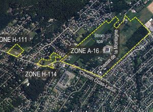 Vue aérienne de la Zone A-16 et ses environs.
