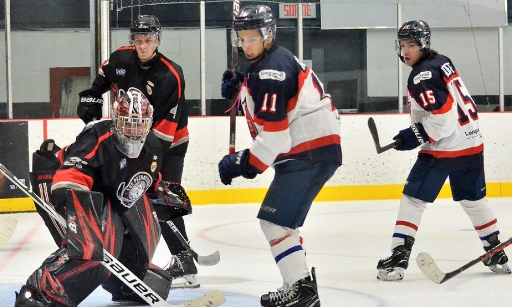 Les attaquants Hugo Audette et Maxime Gagné ont été étincelants, inscrivant chacun deux buts lors de la rencontre. Photo: Justin Gervais