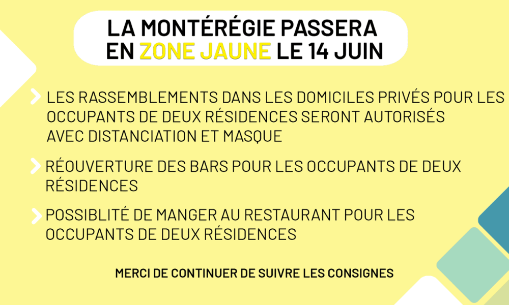 La Montérégie passe au jaune