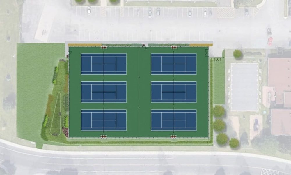 Plan des terrains de tennis du parc Poly-aréna. Photo: Courtoisie