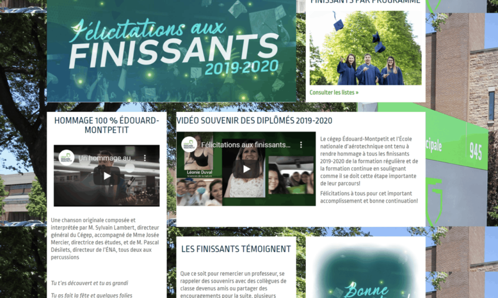 Le cégep Édouard-Montpetit rend hommage de façon virtuelle à ses finissants 