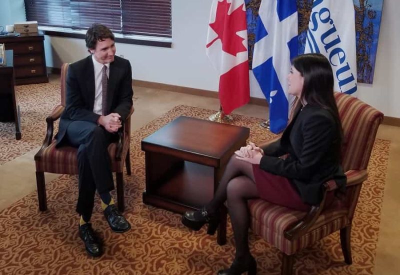 Le premier ministre Justin Trudeau et la mairesse de Longueuil Catherine Fournier. Photo : Katina Diep