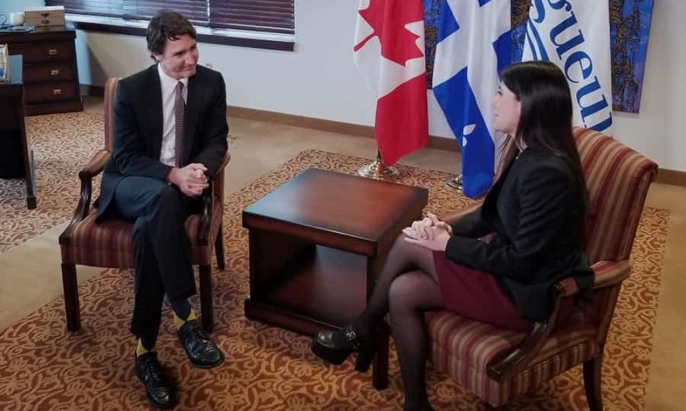 Le premier ministre Justin Trudeau et la mairesse de Longueuil Catherine Fournier. Photo : Katina Diep