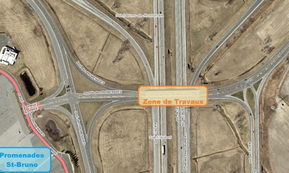 Saint-Bruno tient à ce que la construction d’un lien cyclable soit inclut au chantier sur le pont d’étagement. Photo: Courtoisie