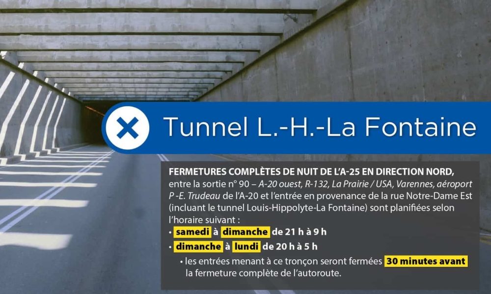 Photo: Facebook Réfection majeure du tunnel Louis-H.-La Fontaine