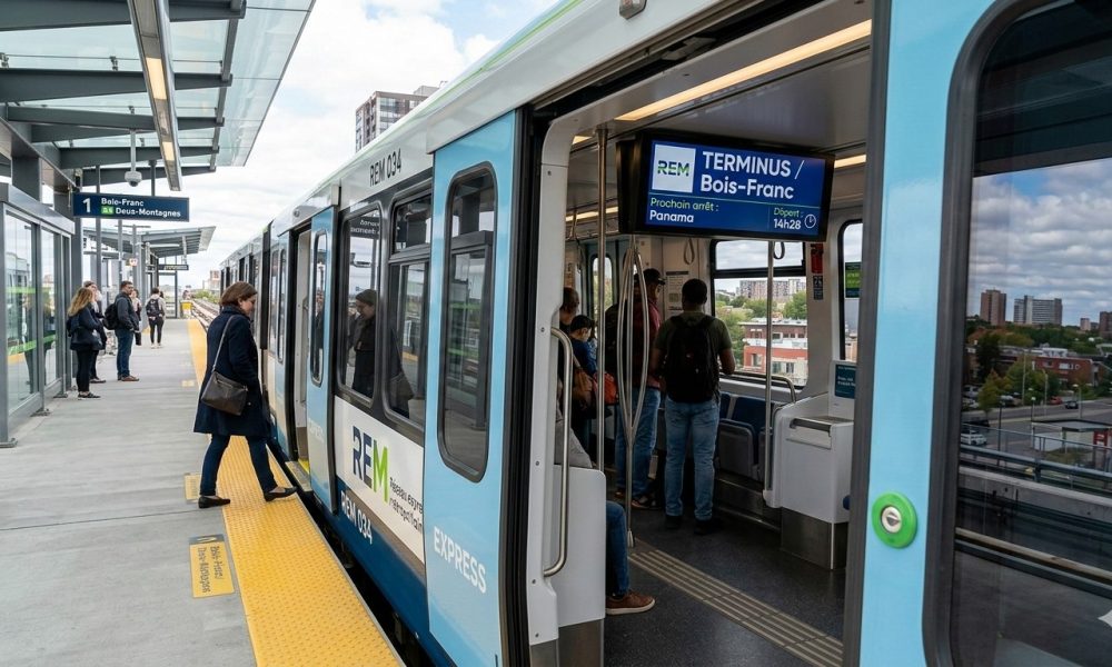 REM,nouvelle,destination,affichage,phase,essais,usagers,direction,Brossard,trains,trajet,voyageurs,étape,descendre,CDPQ Infra,antenne