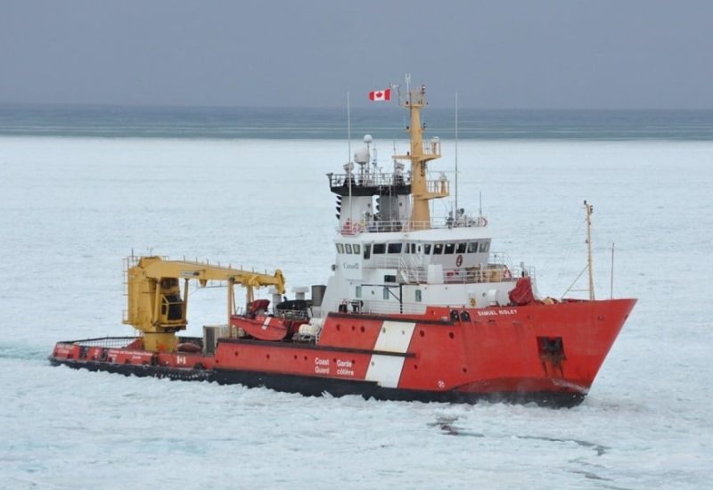 Le NGCC Samuel Risley dans une mission de déglaçage près de Goderich (Ontario) en février 2019. Photo: Groupe CNW/Garde côtière canadienne