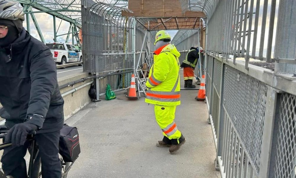 Un cycliste a subi des blessures sur le pont Jacques-Cartier