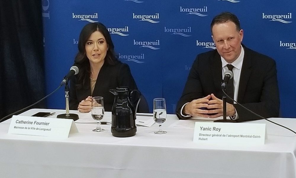 Légende : La Ville de Longueuil et l’aéroport de Montréal ont lancé le début de leurs travaux pour le développement aéroportuaire. Photo : Katina Diep