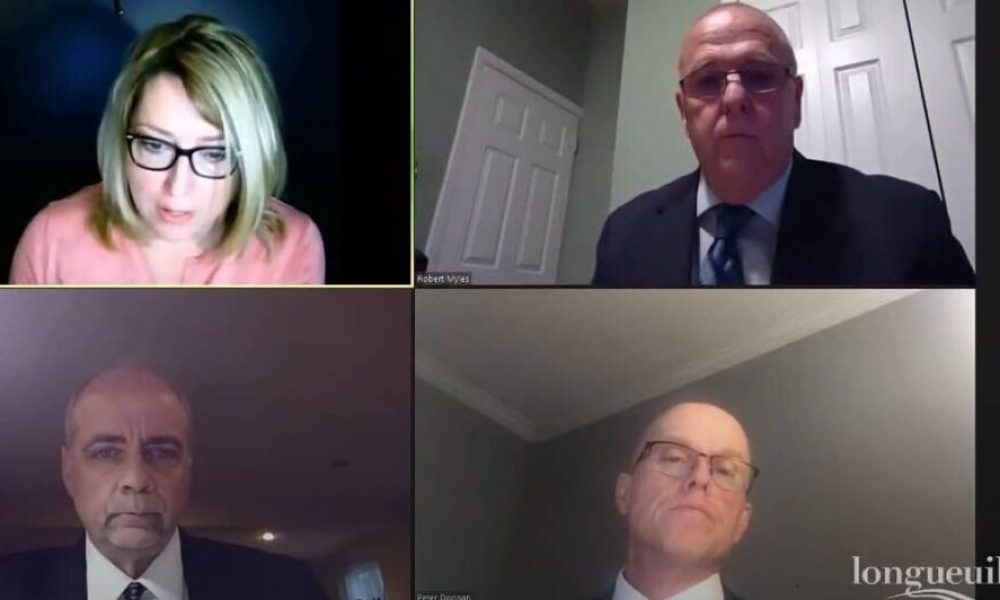 Les élus de Greenfield Park lors d'une rencontre par Zoom