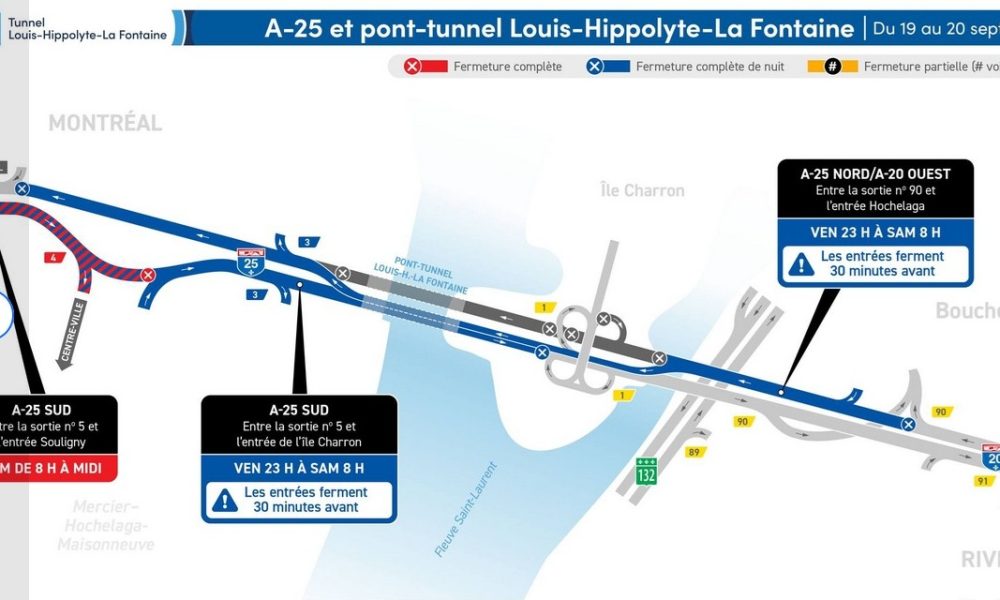 Nouvelles fermetures à venir sur l’A-25 et le tunnel