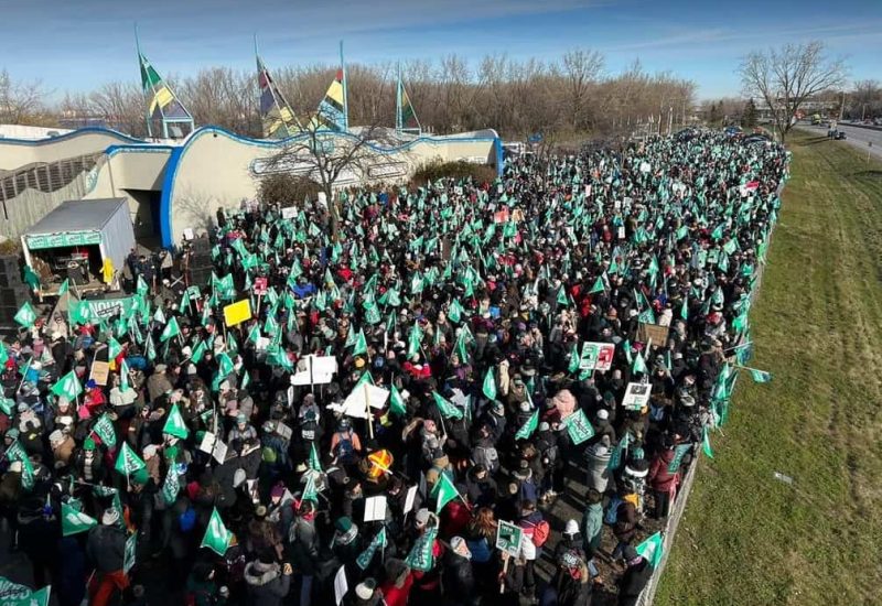 Des milliers de grévistes au parc Marie-Victorin à Longueuil