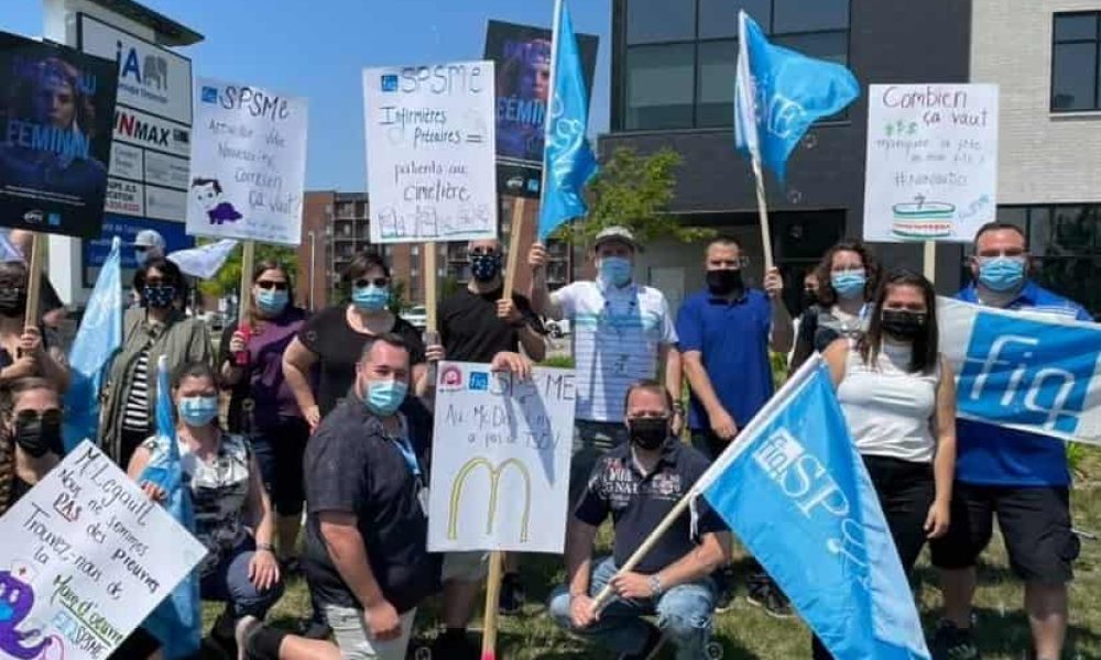 Les infirmières négocient avec le provincial depuis plus d’un an, pour améliorer leurs conditions de travail. Photo : FIQ Montérégie-Est