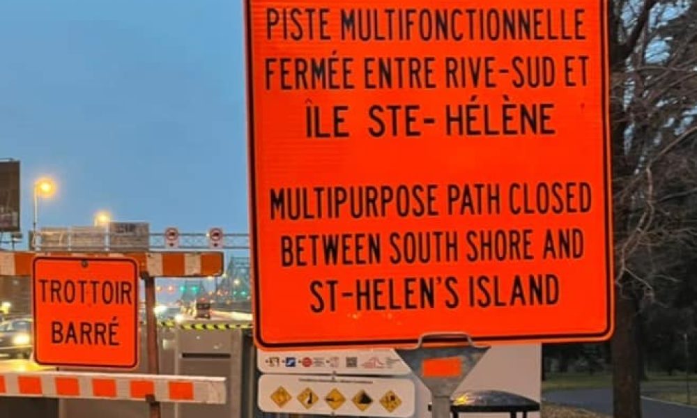 La piste cyclable du pont Jacques-Cartier est fermée
