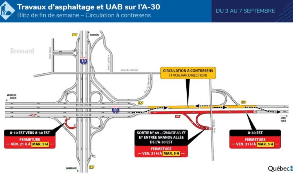 Blitz de travaux sur l’autoroute 30 durant le long week-end