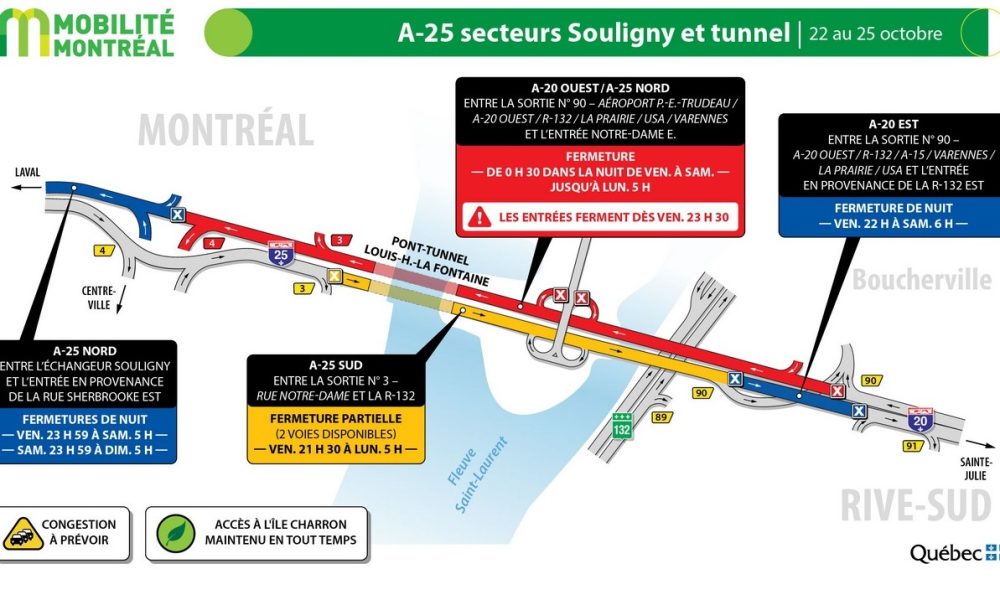 D’autres fermetures dans le secteur du tunnel ce week-end